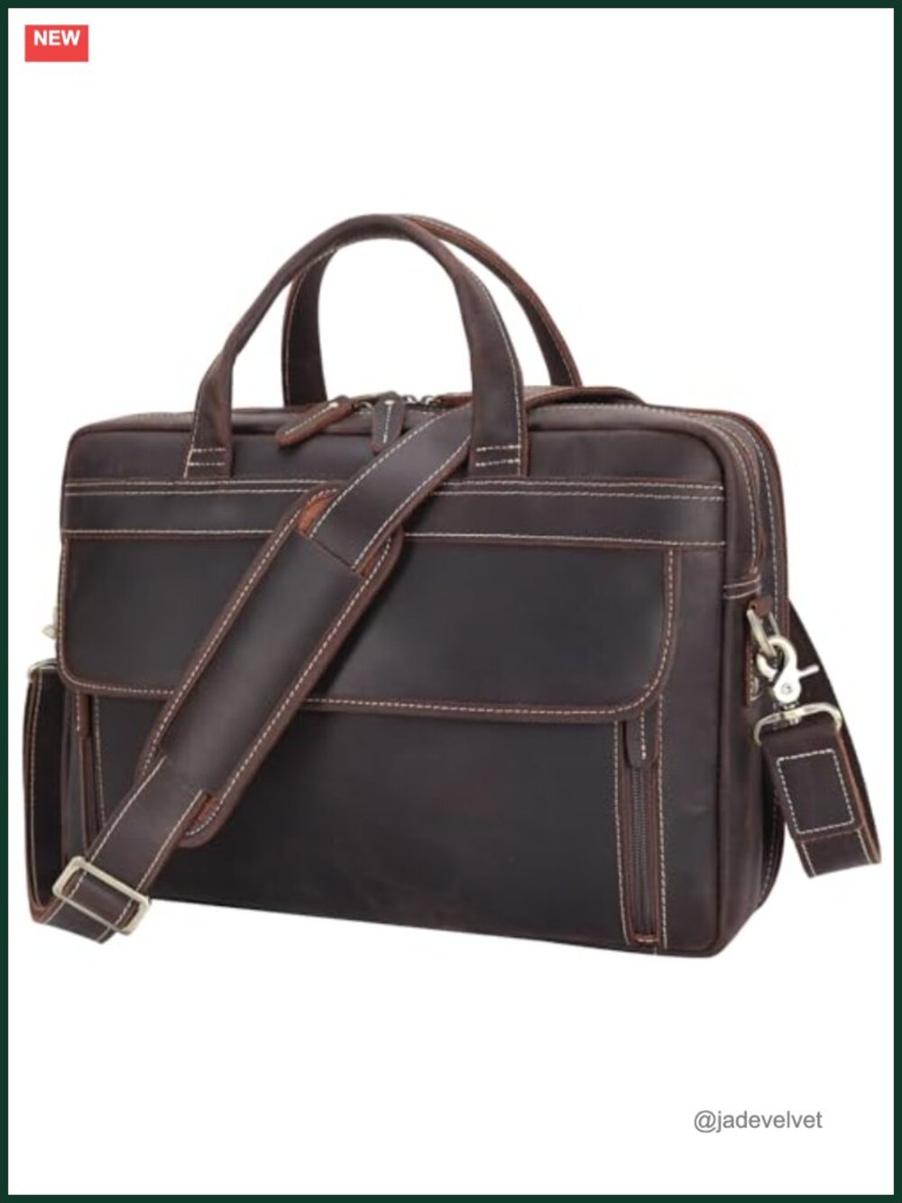 Leather Laptop Briefcase Men Business Messenger Bag 15.6"